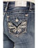 Image #2 - Miss Me Women's Medium Wash Mid Rise Angel Wing 34" Bootcut Stretch Denim Jeans, , hi-res