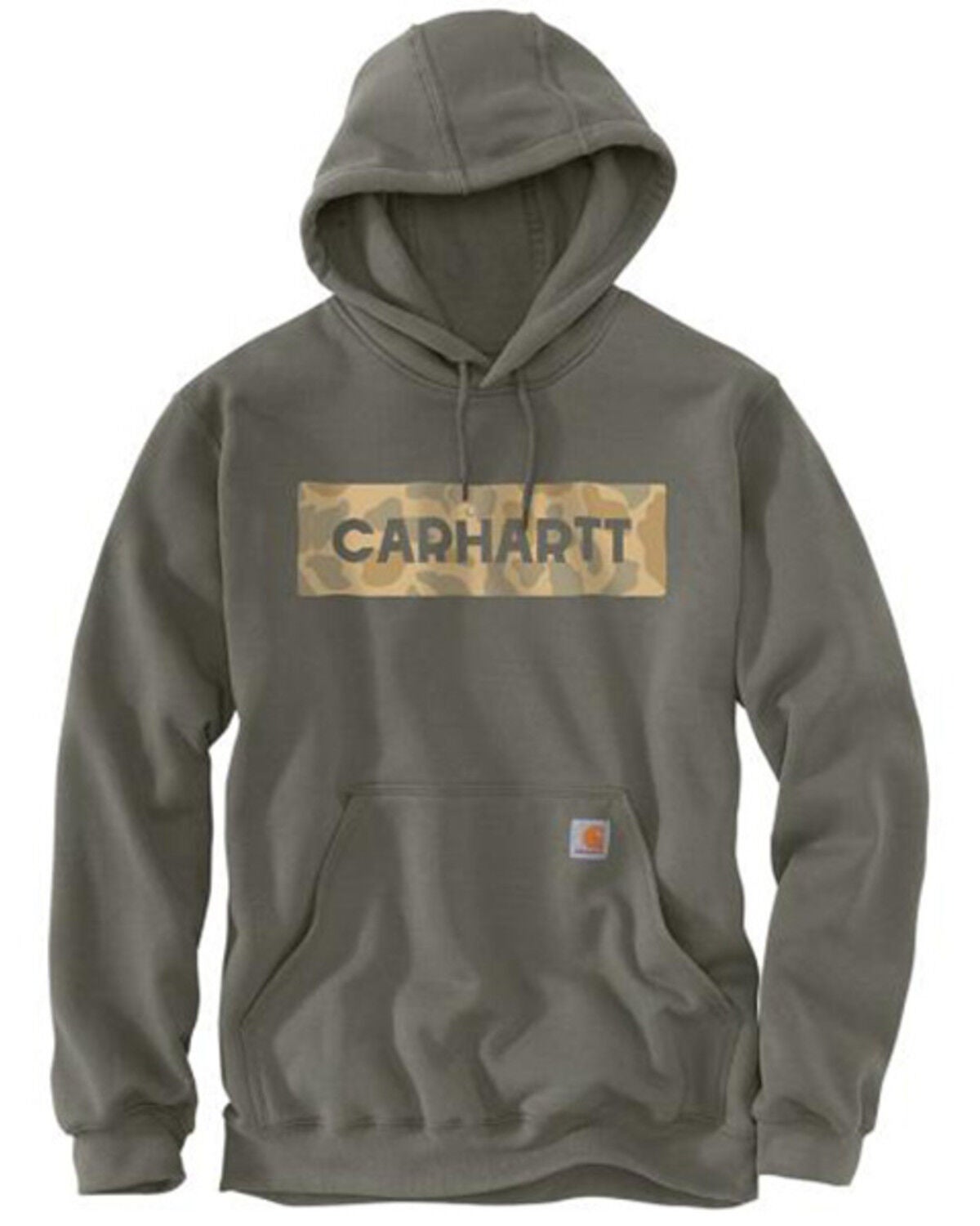Carhartt Men's Loose Fit Midweight Camo Logo Graphic Hooded Sweatshirt, Olive, hi-res
