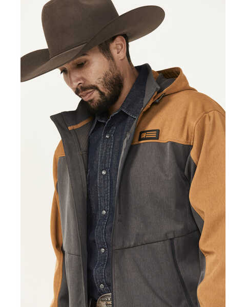 Image #2 - Cinch Men's Hooded Softshell Jacket, Charcoal, hi-res