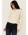 Image #1 - Mystree Women's Floral Embroidered Long Sleeve Button-Down Shirt, Cream, hi-res