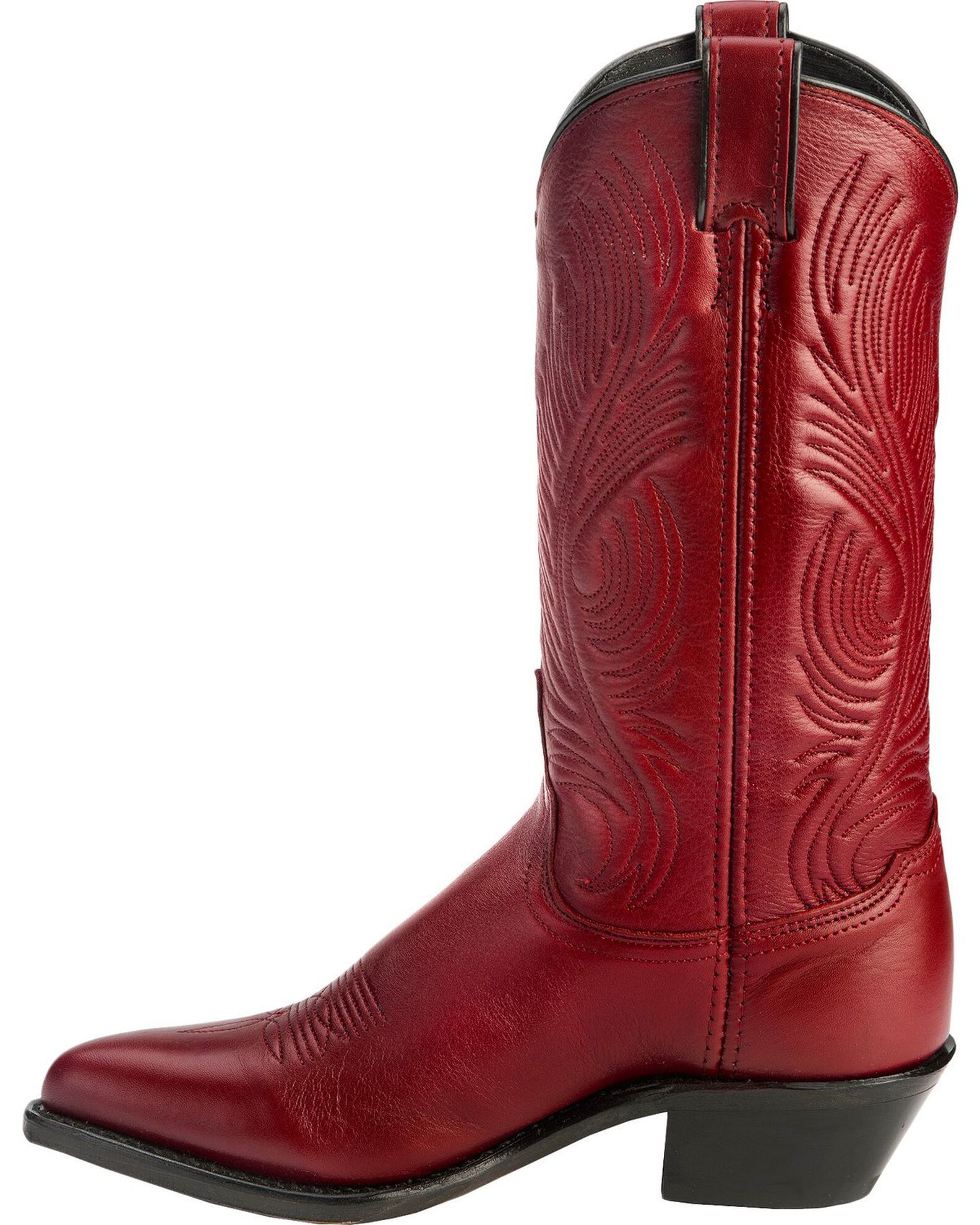 Image #3 - Abilene Women's Cowhide Western Boots - Round Toe, Red, hi-res