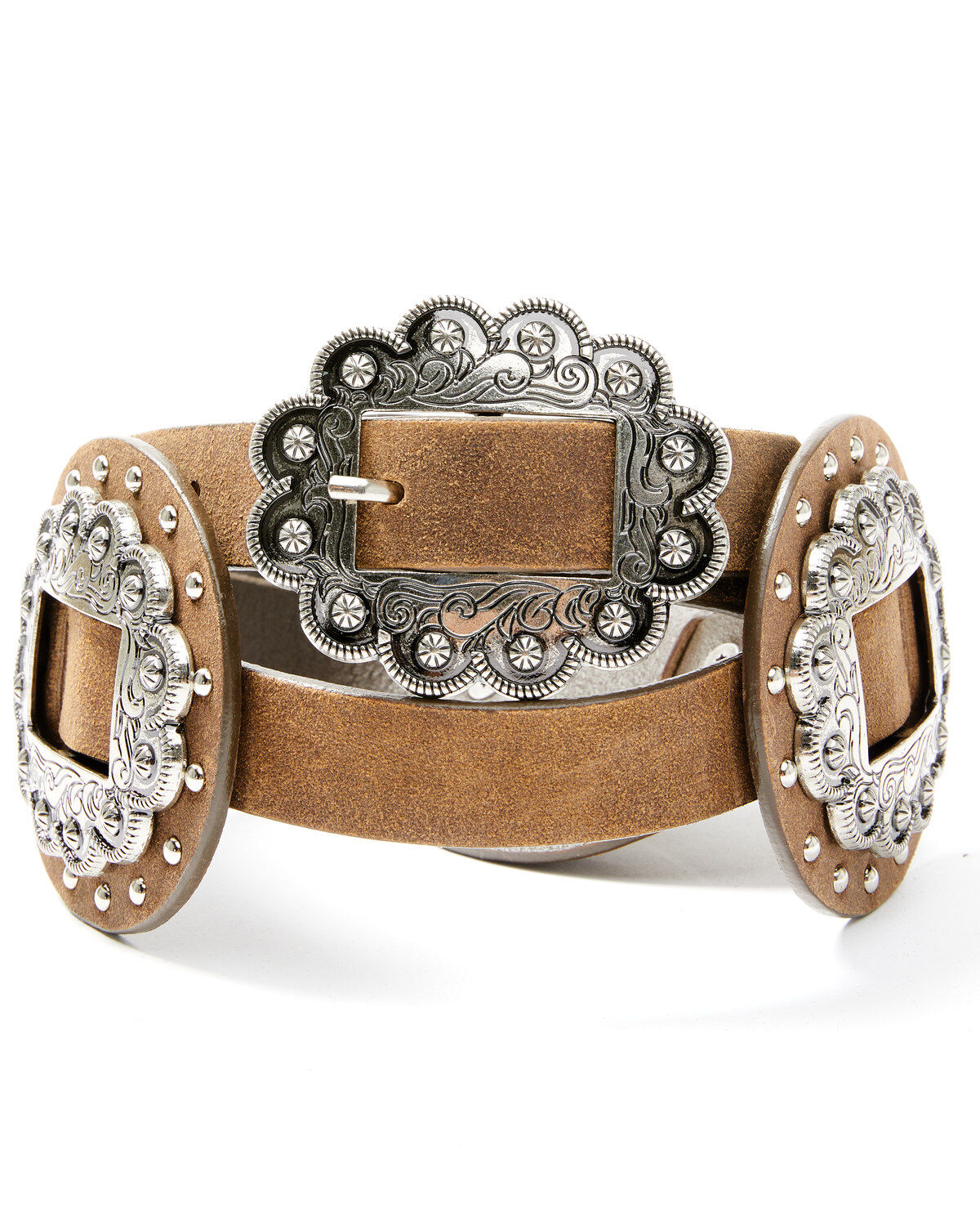 Image #1 - Shyanne Women's Brown Multi Studded Concho Belt , , hi-res