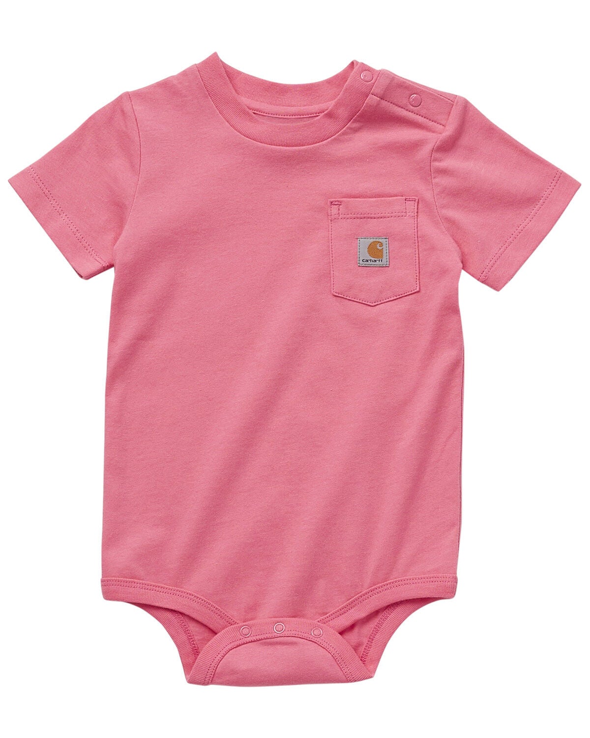 Carhartt Infant Girls' Short Sleeve Pocket Onesie, Pink, hi-res