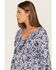 Image #2 - Wild Moss Women's Floral Print Ruffle Long Sleeve Top, Navy, hi-res