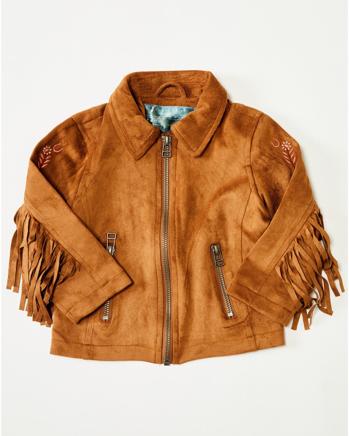 Image #2 - Fornia Toddler Girls' Horse Embroidered Fringe Jacket, Camel, hi-res