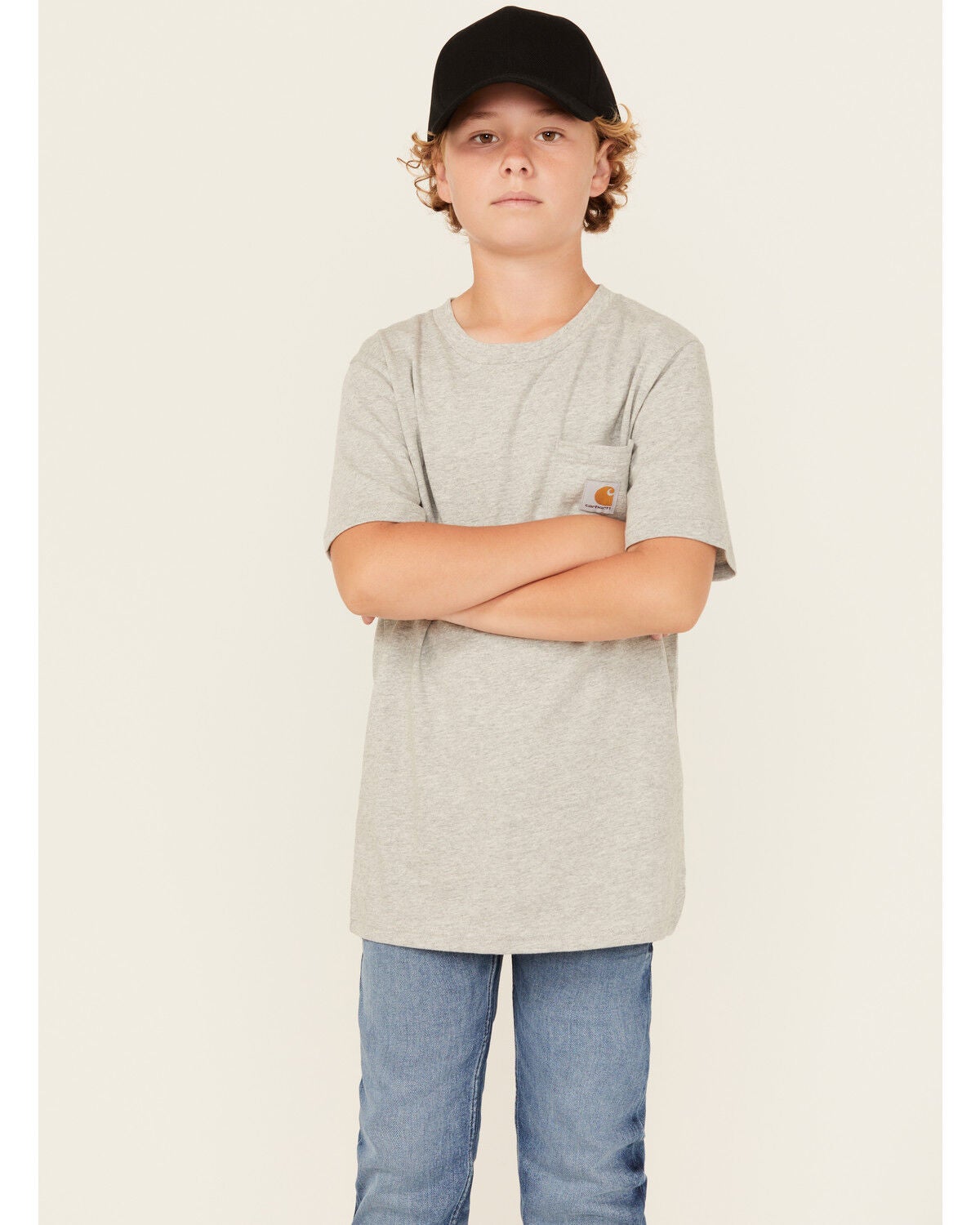 Carhartt Boys' Solid Short Sleeve Pocket T-Shirt, Grey, hi-res