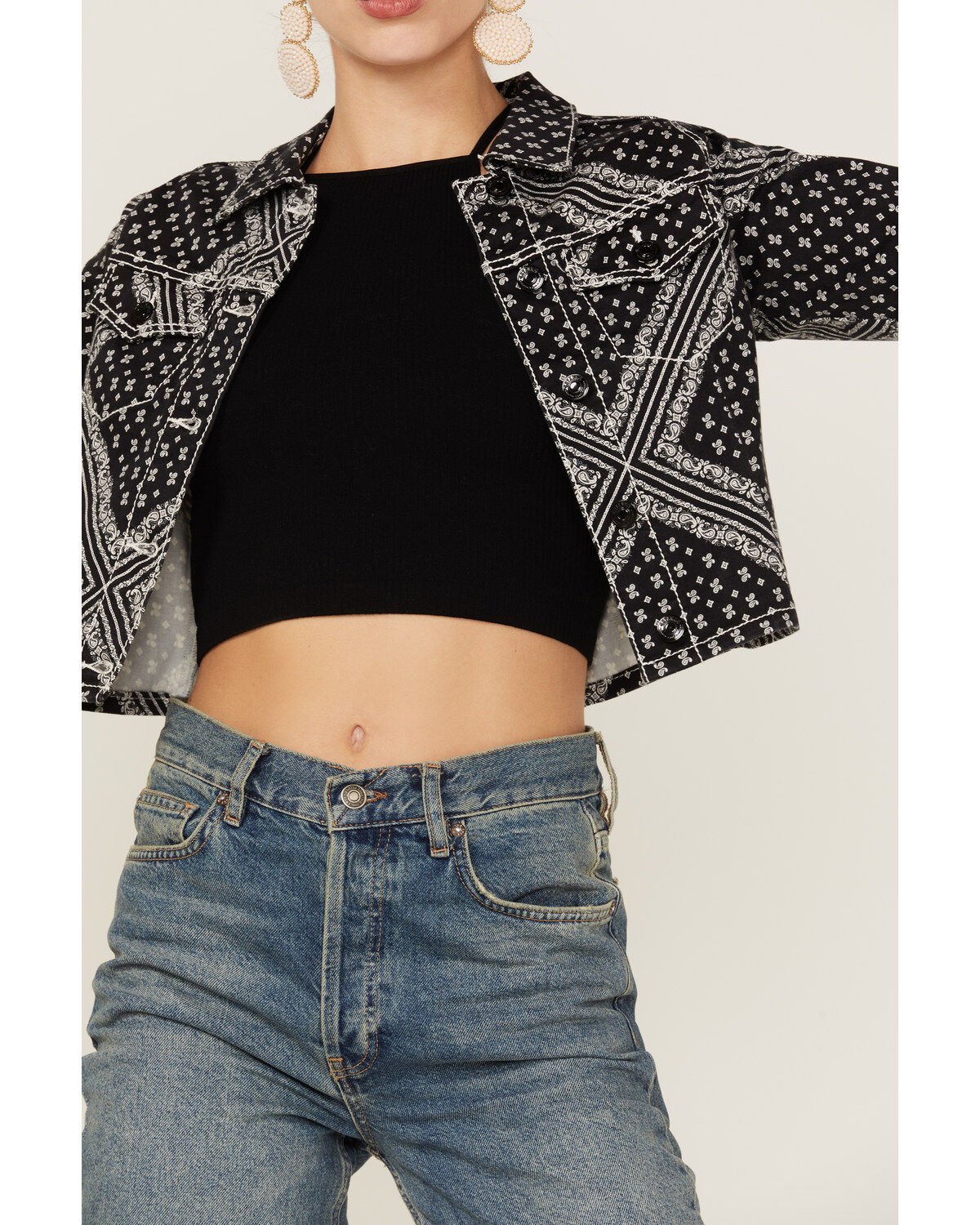 Image #3 - Shyanne Women's Bandana Print Relaxed Cropped Jacket, , hi-res