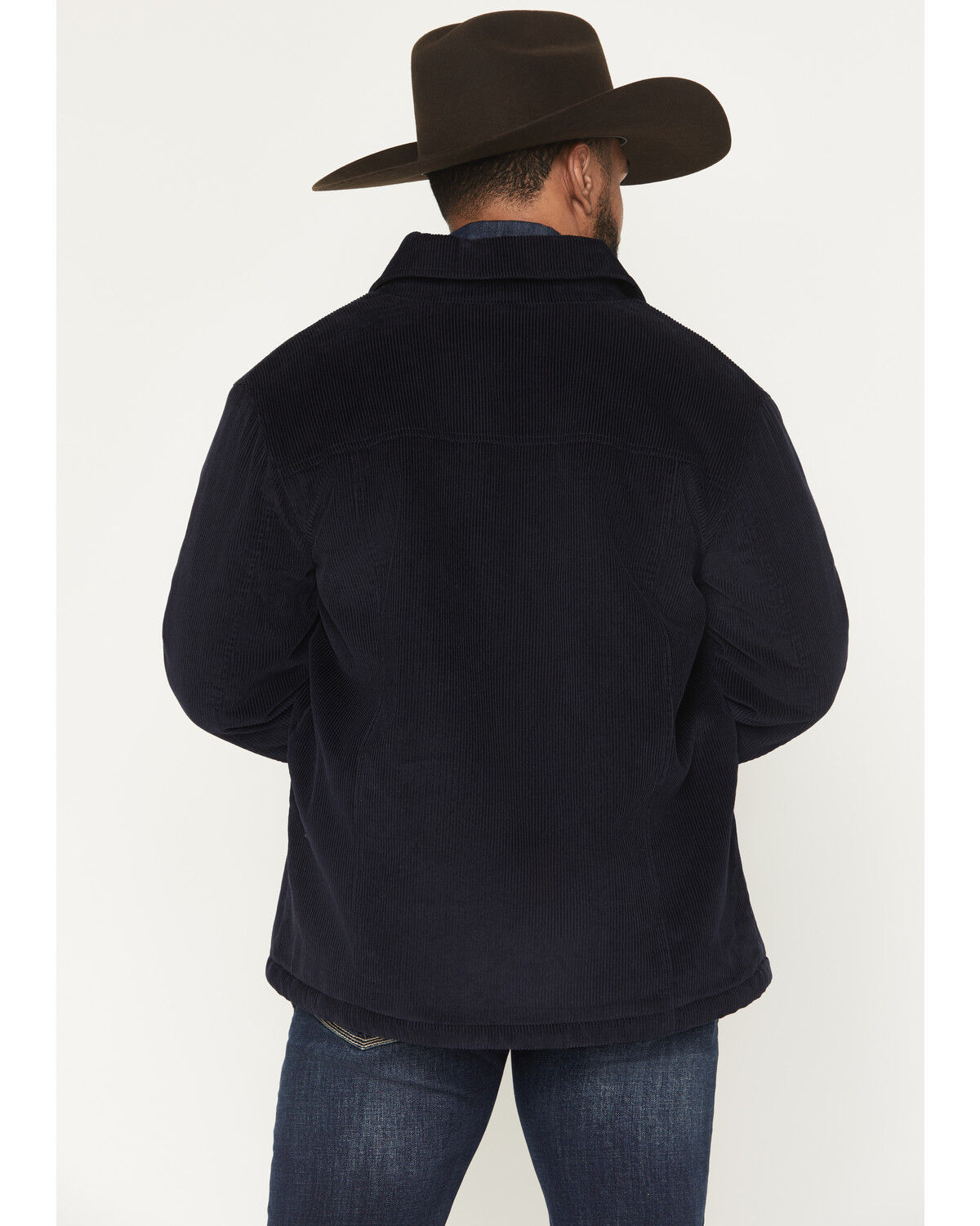 Image #4 - Rock & Roll Denim Men's Solid Sherpa Lined Corduroy Shirt Jacket, Navy, hi-res