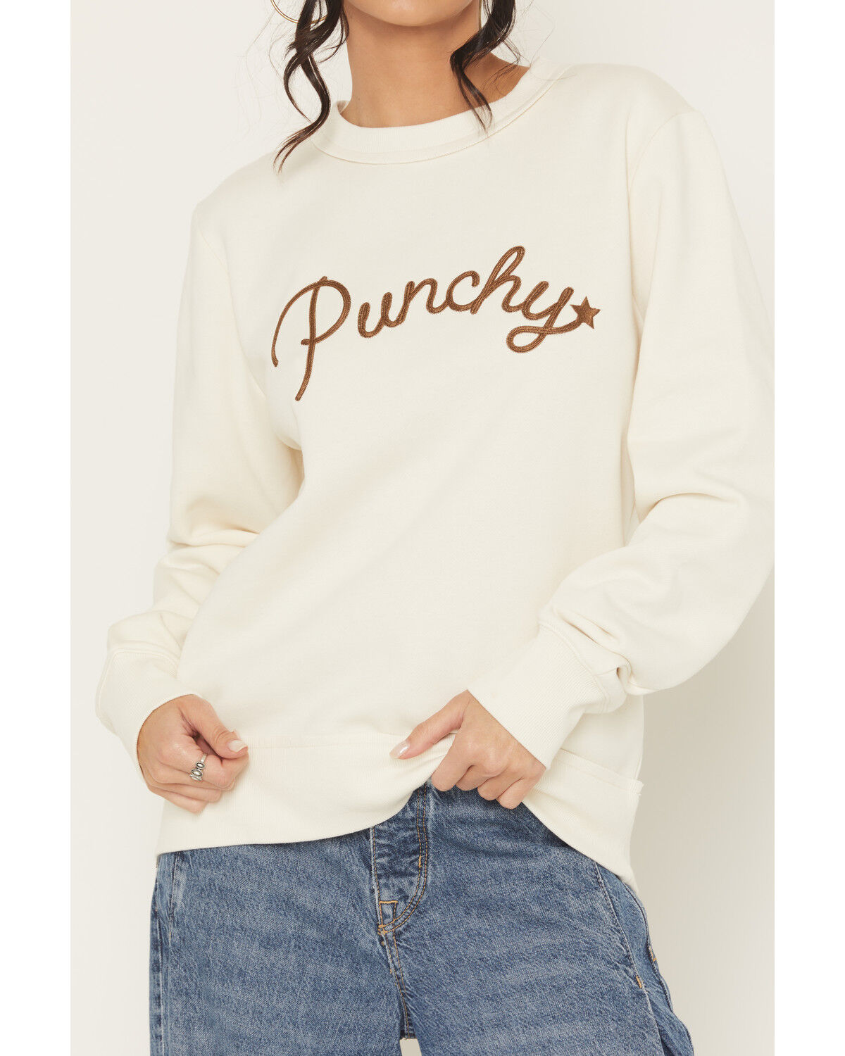 Image #3 - Hooey Women's Punchy Embroidered Crewneck Sweatshirt, Cream, hi-res