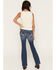 Image #1 - Shyanne Little Girls' Westend Medium Wash Horse Pocket Bootcut Stretch Denim Jeans, Medium Wash, hi-res
