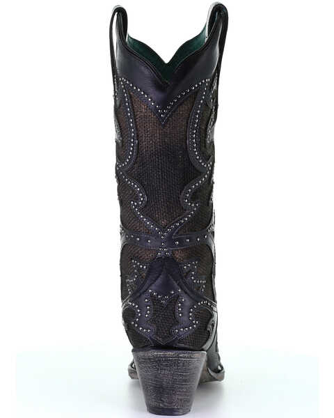 Image #4 - Corral Women's Black Inlay Western Boots - Snip Toe, , hi-res