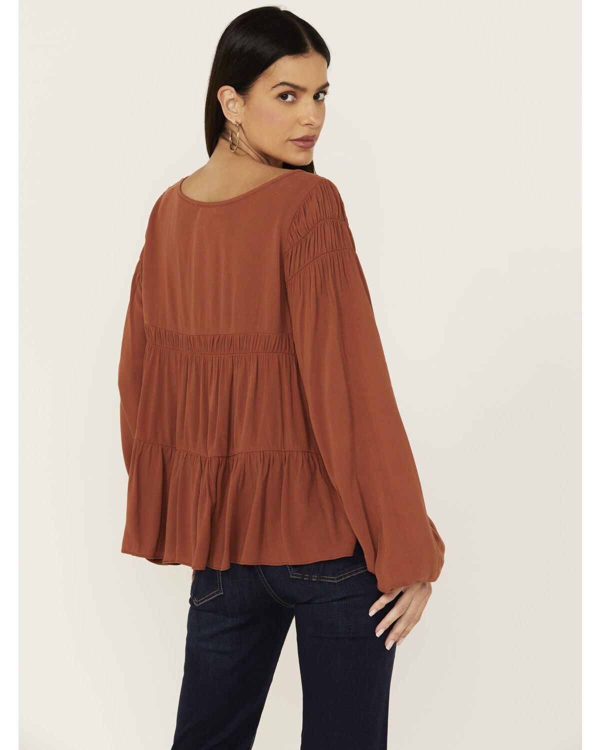 Image #4 - Cleo + Wolf Women's Tiered Flowy Tie Front Blouse, , hi-res
