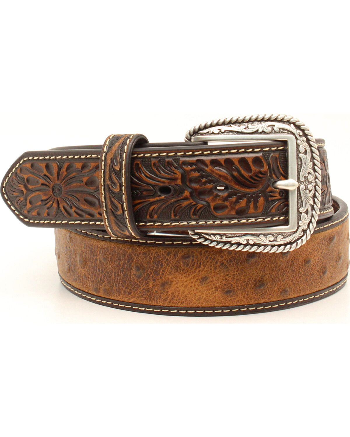 Ariat Western Mens Belt Leather Perforated Adobe Clay A10011717 