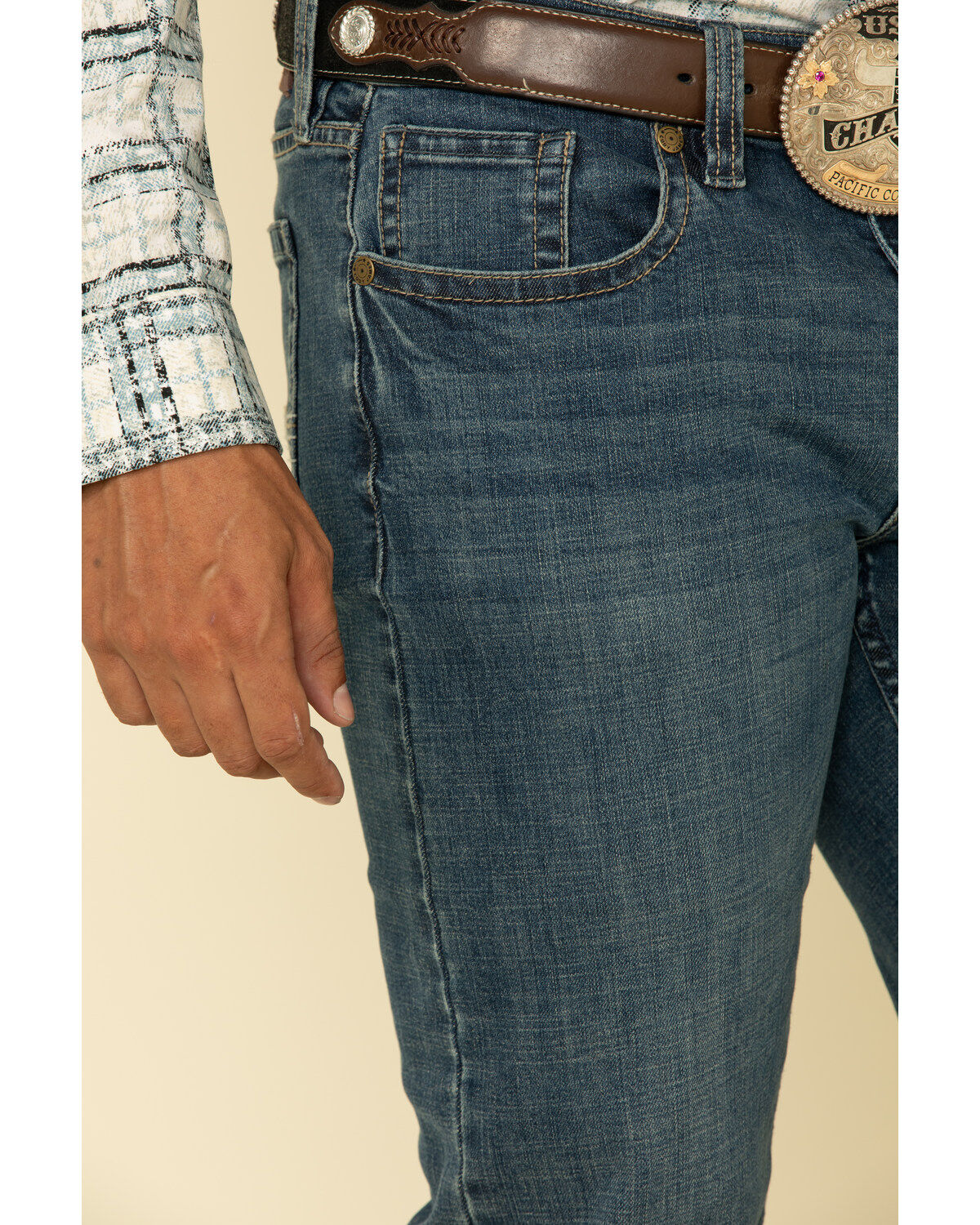 Image #4 - Cody James Men's High Roller Stackable Stretch Straight Medium Wash Jeans, Blue, hi-res