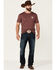 Image #2 - Ariat Men's Flag Circle Logo Graphic Short Sleeve T-Shirt - Heather Burgundy, , hi-res