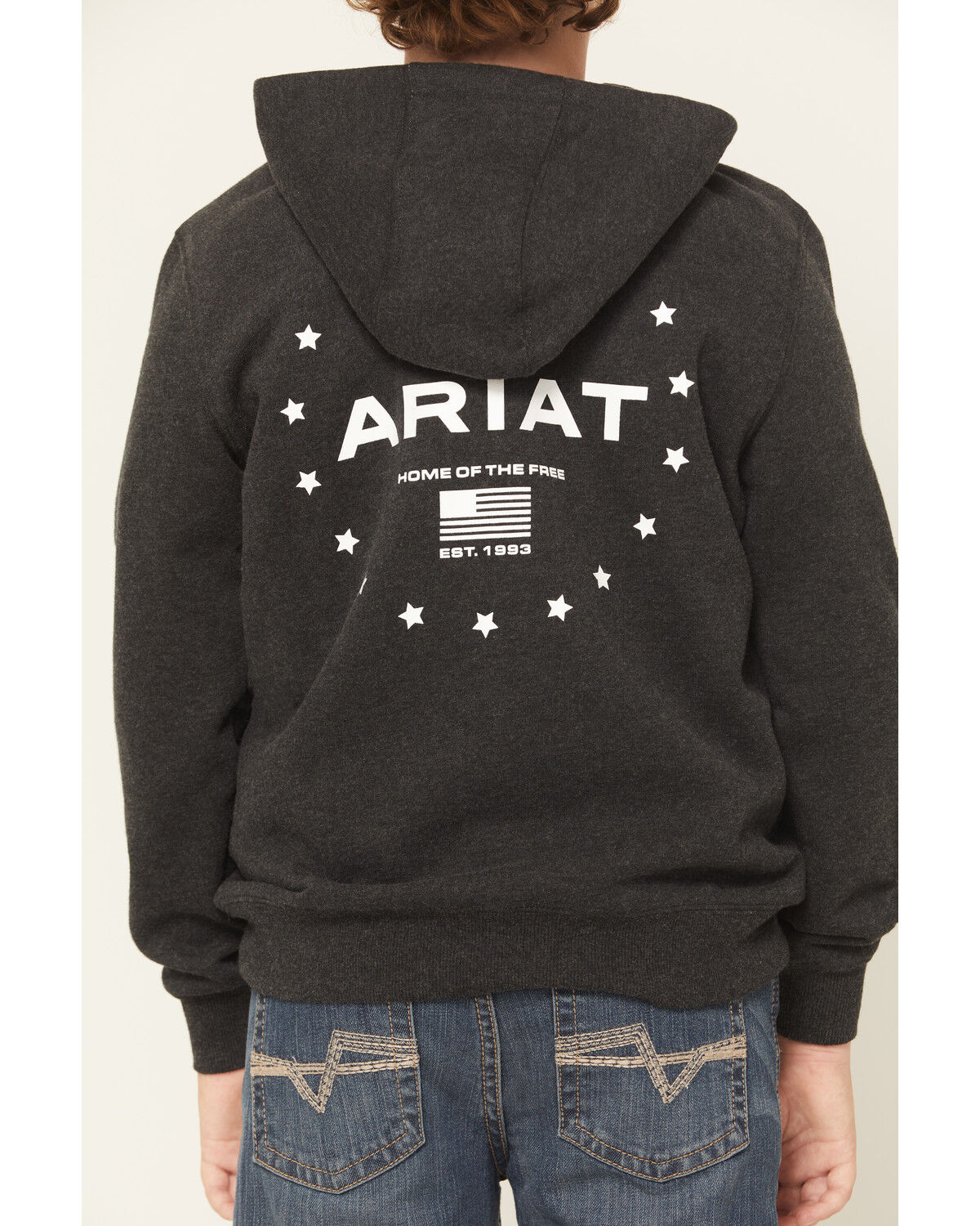 Image #4 - Ariat Boys' Logo Patriotic Graphic Hooded Sweatshirt, Black, hi-res