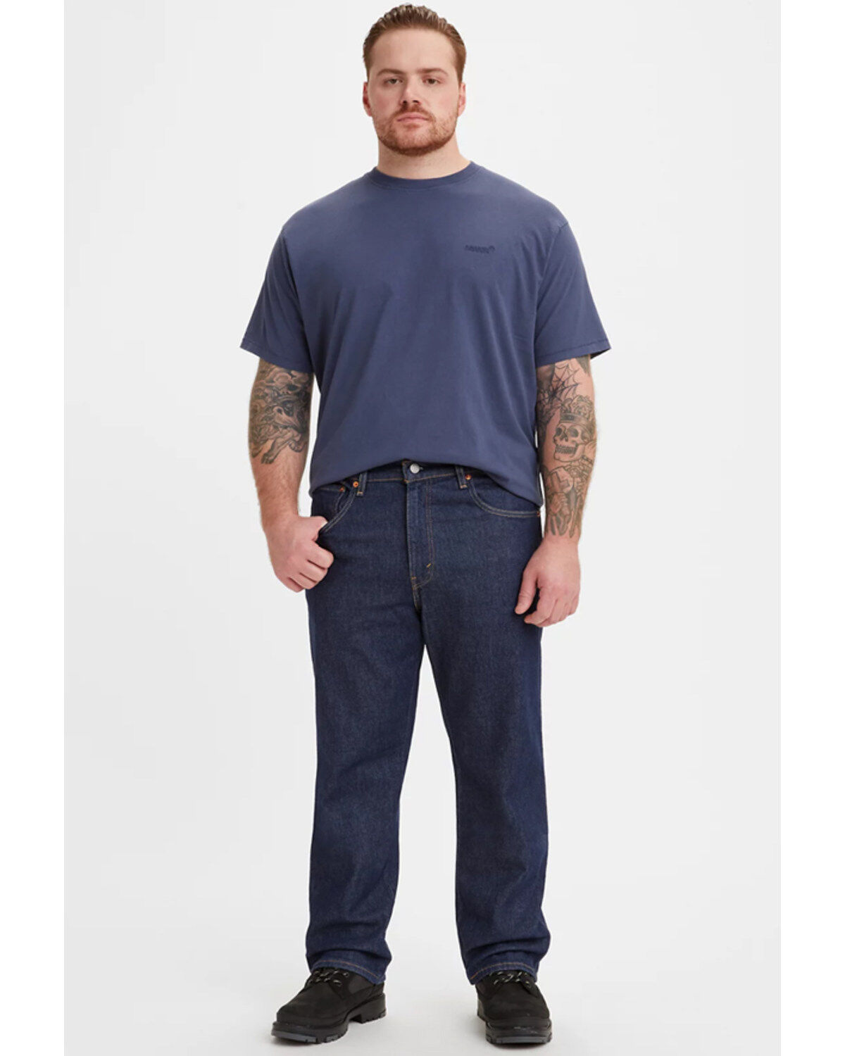 Image #1 - Levi's Men's On That Mountain Dark Wash Stretch Relaxed Straight Jeans, Blue, hi-res