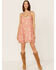 Image #2 - Wild Moss Women's Gingham Floral Print Slip Mini Dress, Red, hi-res