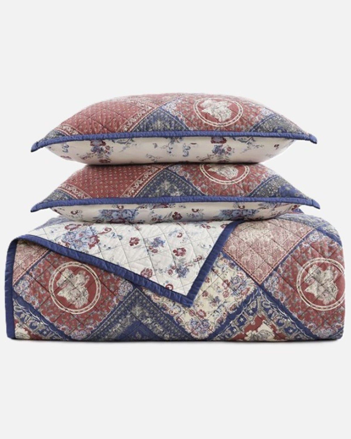 Image #2 - HiEnd Accents Patchwork Bandana Reversible Twin Size Quilt Set - 2 Piece, Multi, hi-res