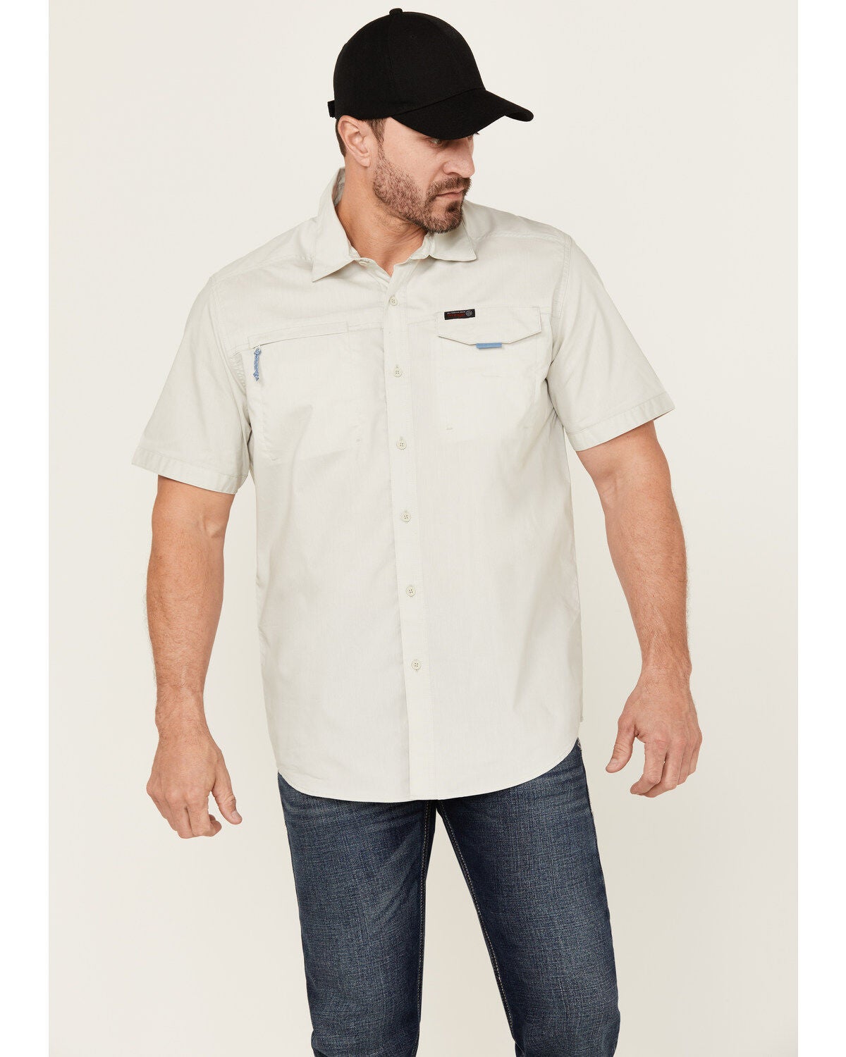 Image #1 - ATG by Wrangler Men's Solid Short Sleeve Button-Down Performance Western Shirt, , hi-res