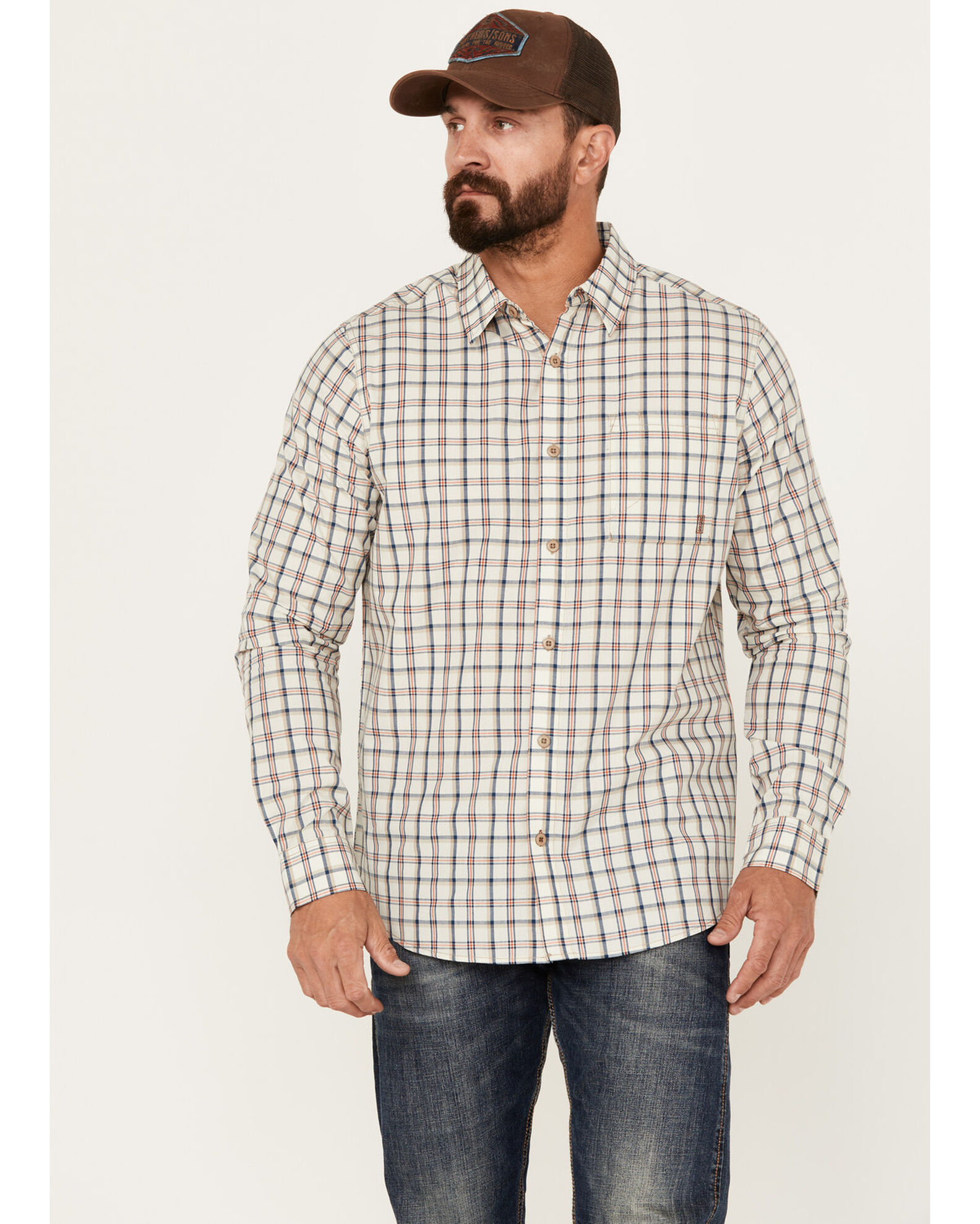 Brothers & Sons Men's Plaid Long Sleeve Button-Down Western Shirt