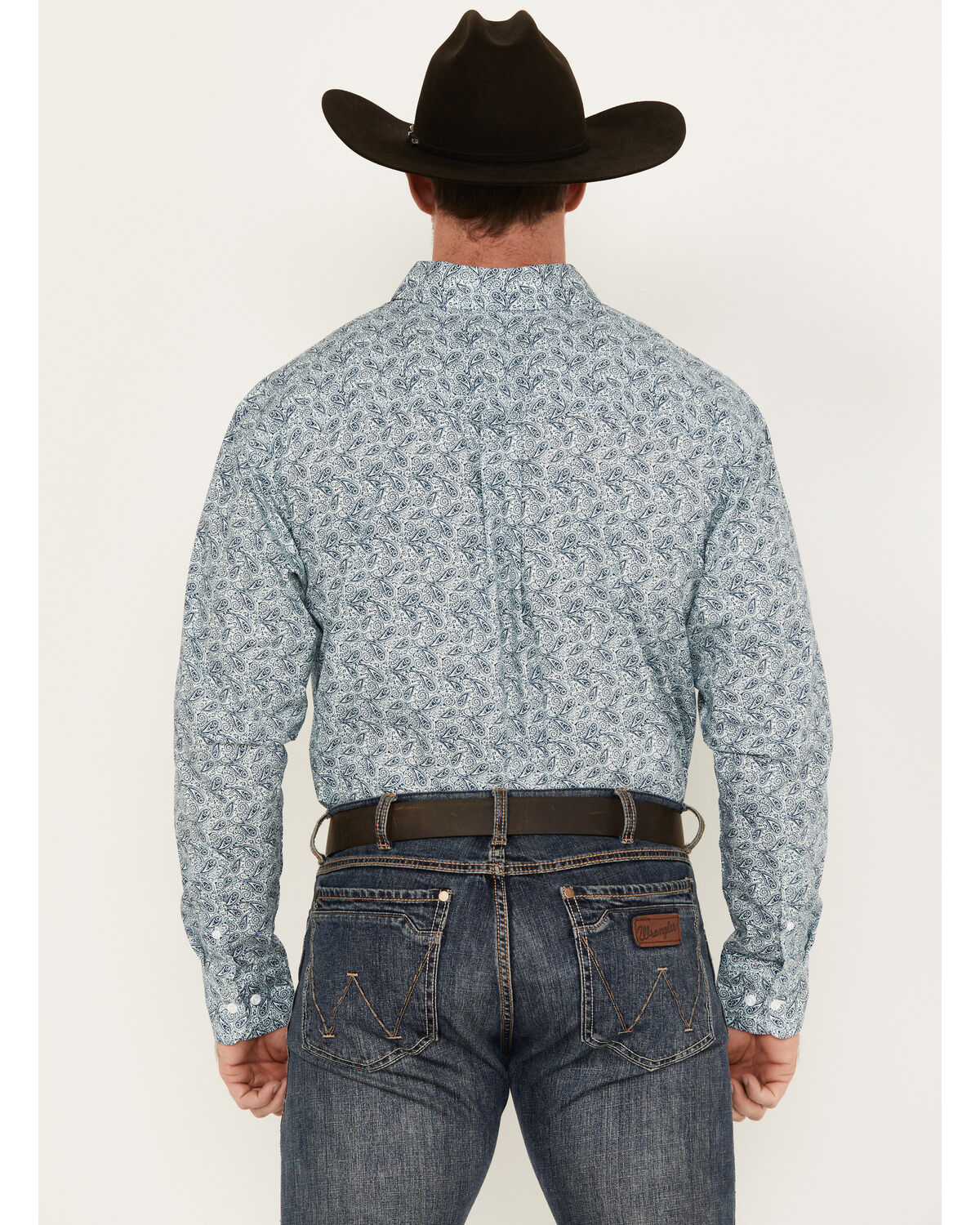 Image #4 - George Strait by Wrangler Men's Paisley Print Long Sleeve Button-Down Western Shirt, Aqua, hi-res
