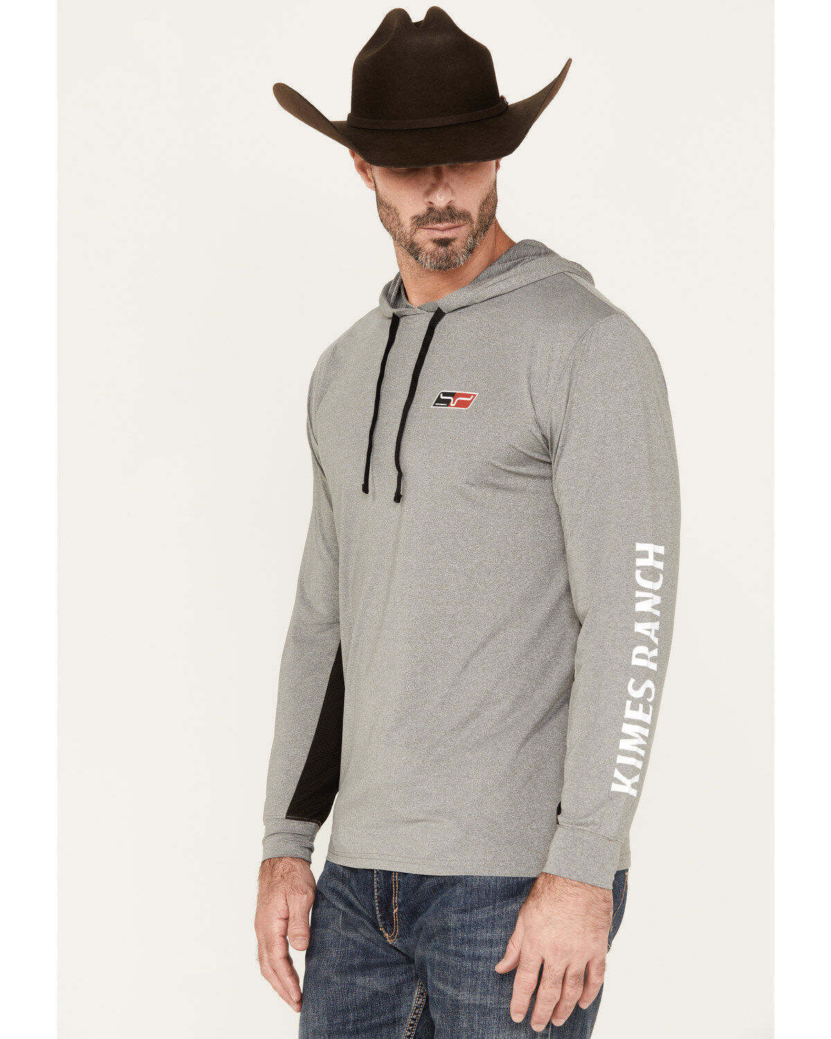 Image #2 - Kimes Ranch Men's Ninja Hood Tech Logo Long Sleeve T-Shirt, Heather Grey, hi-res