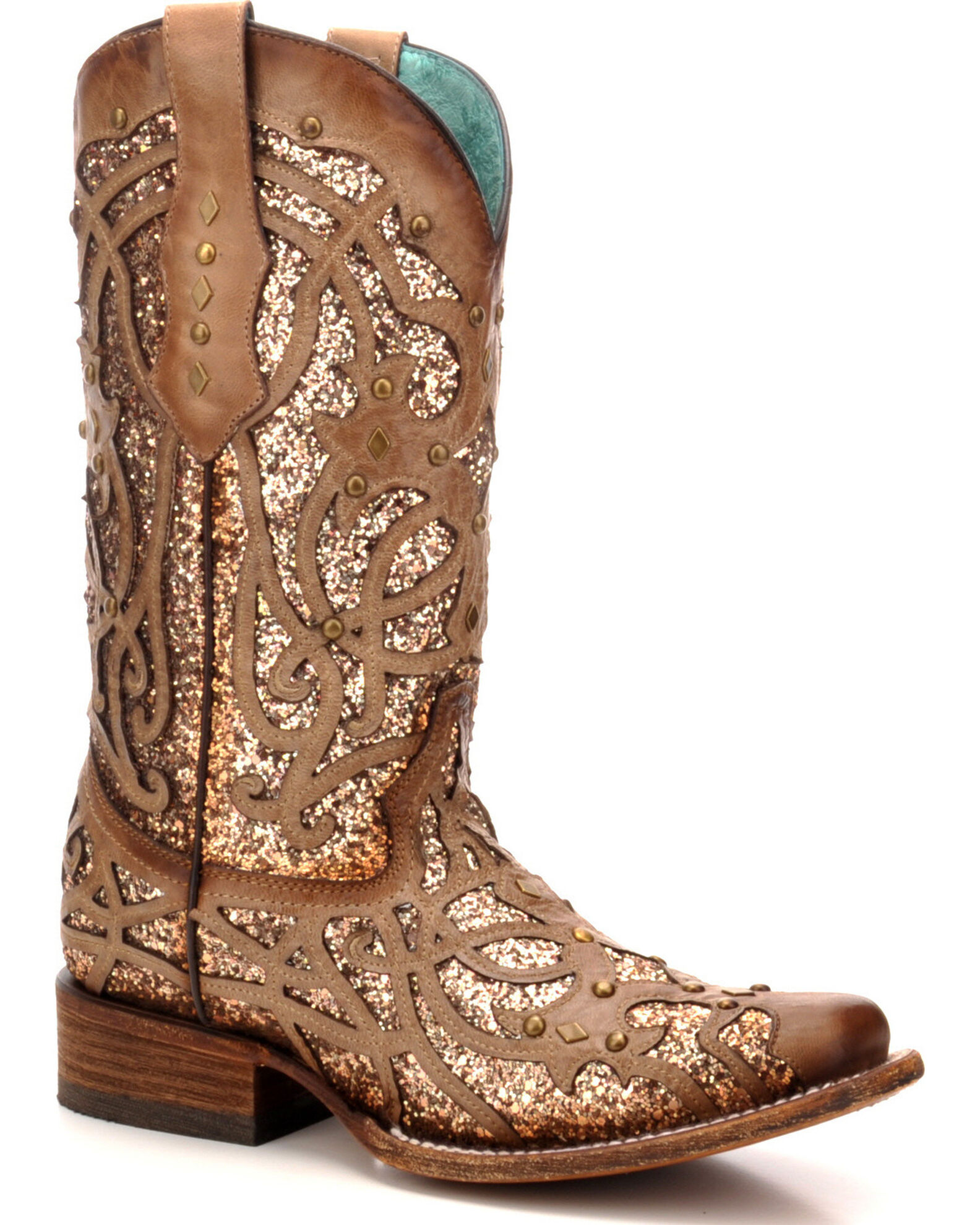 Product Name Corral Women s Orix Glitter Inlay Studded Western Boots Square Toe