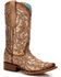 Image #1 - Corral Women's Orix Glitter Inlay & Studded Western Boots - Square Toe, Brown, hi-res