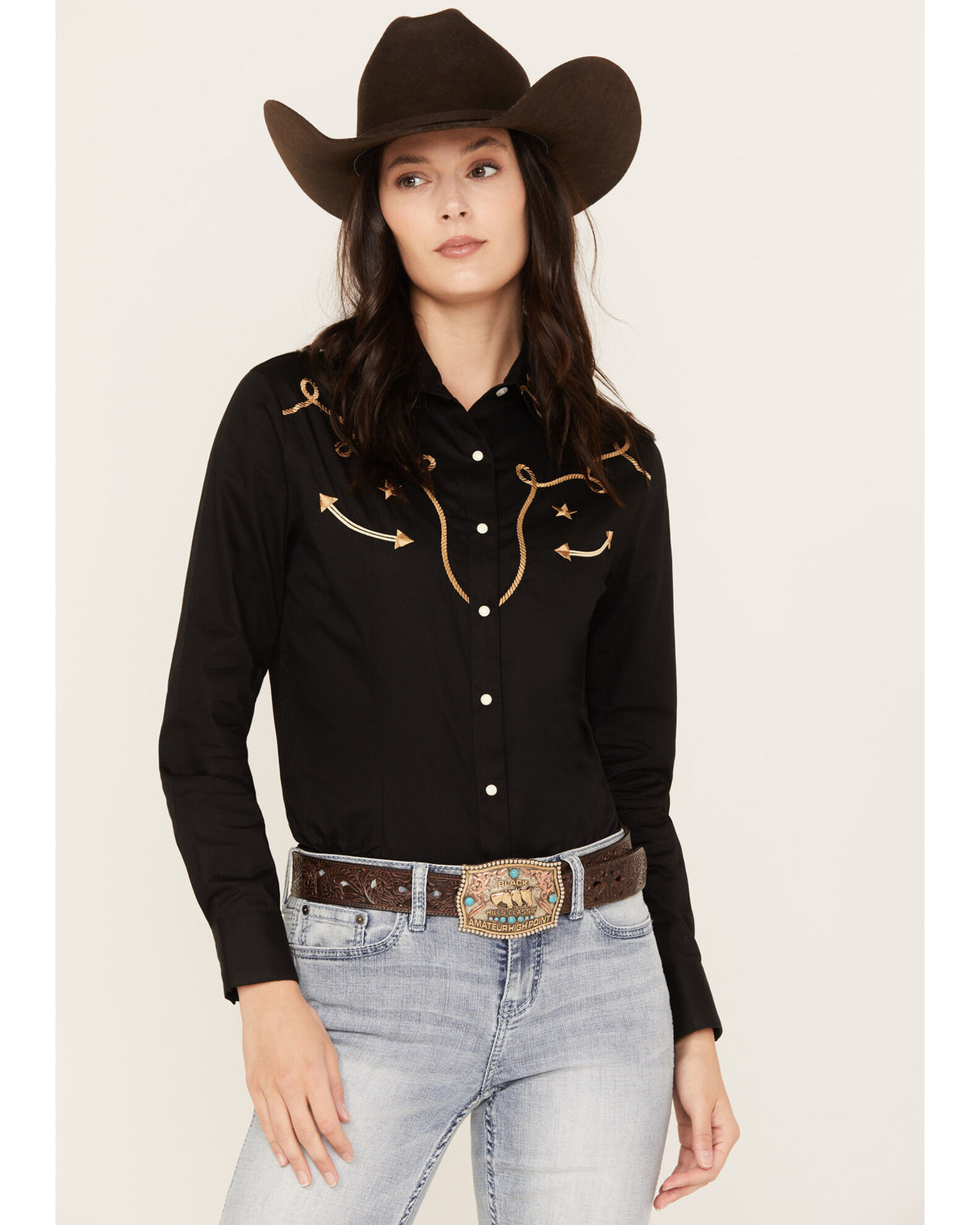 Panhandle Women s Retro Graphic Long Sleeve Western Pearl Snap Shirt Boot Barn