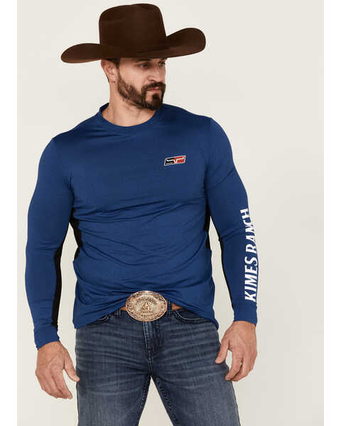 Kimes Ranch Men's K1 Long Sleeve Tech T-Shirt, Navy, hi-res