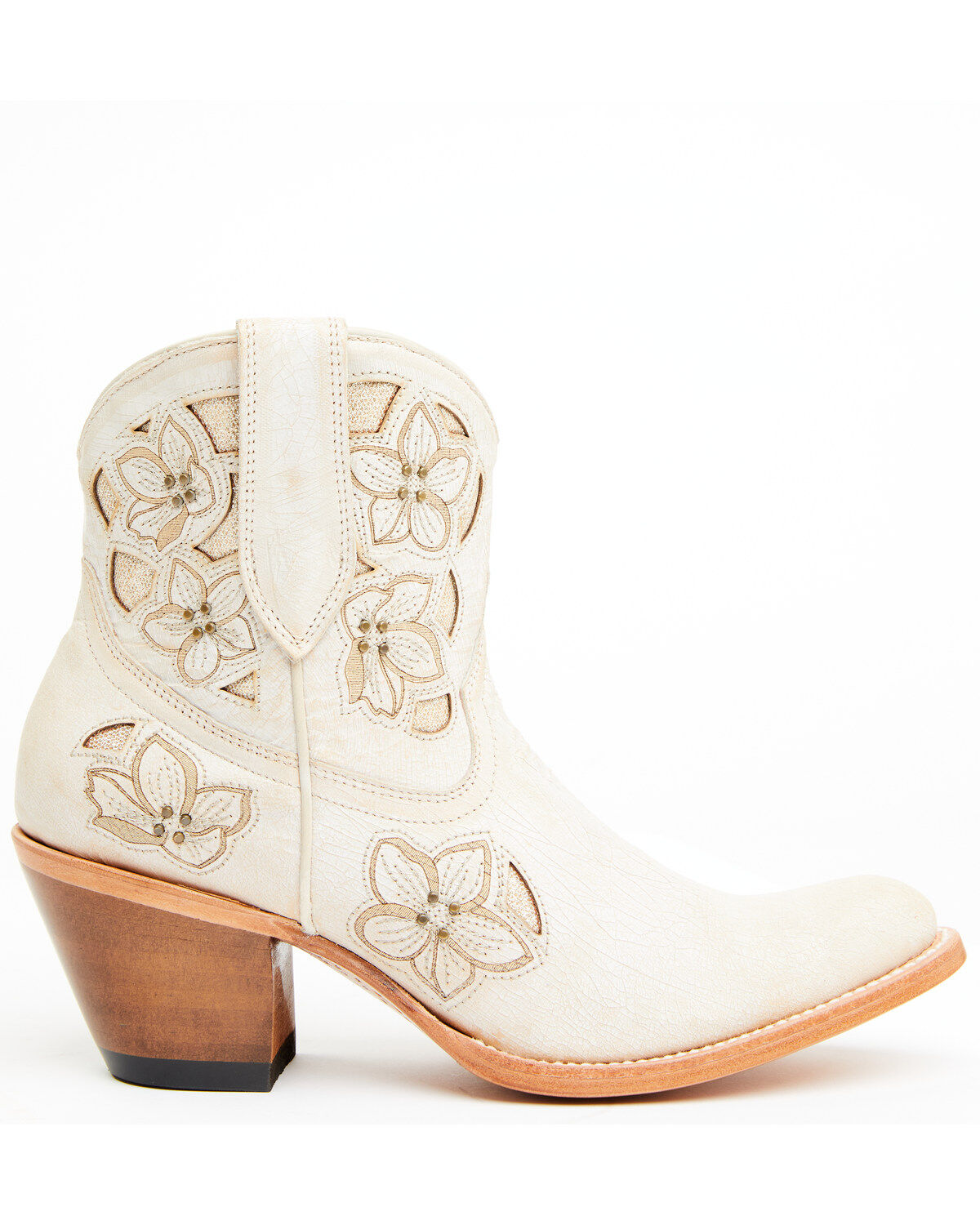 Image #2 - Shyanne Women's Lily Floral Embroidered Western Fashion Booties - Round Toe, Off White, hi-res