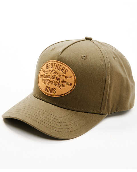 Brothers and Sons Men's Provisions For The Rugged Leather Patch Baseball Cap , Olive, hi-res