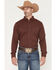 Image #1 - Cody James Men's Wildfire Stripe Print Long Sleeve Button-Down Stretch Western Shirt, Burgundy, hi-res