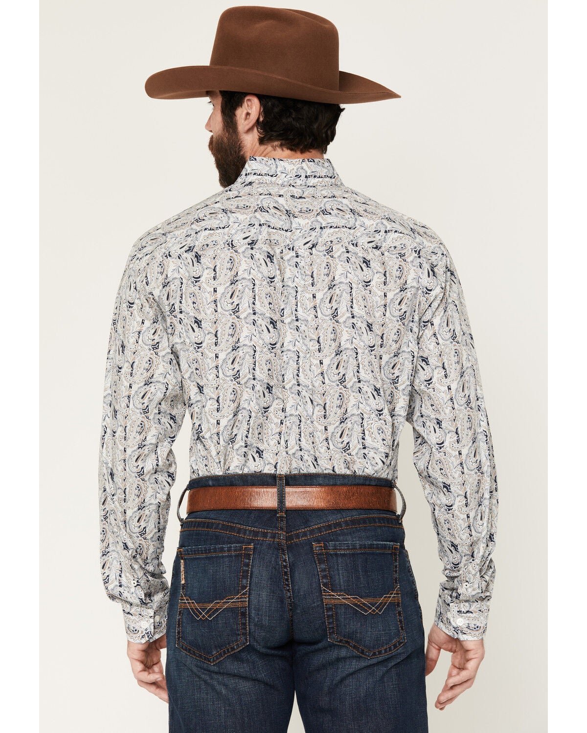 Image #4 - Cinch Men's Paisley Print Long Sleeve Button-Down Western Shirt, Cream, hi-res