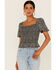 Beyond The Radar Women's Ditsy Floral Print Smocked Shirt, Black, hi-res