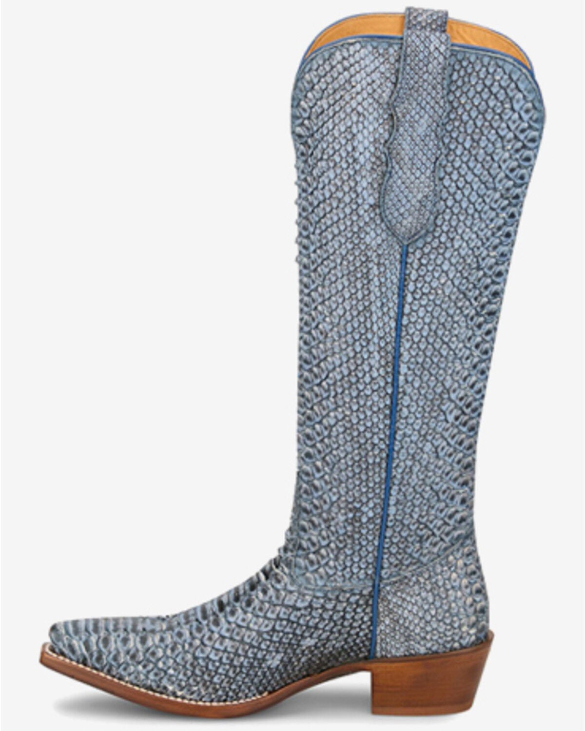 Image #3 - Tony Lama Women's Sadie Exotic Python Tall Western Boots - Snip Toe, Blue, hi-res