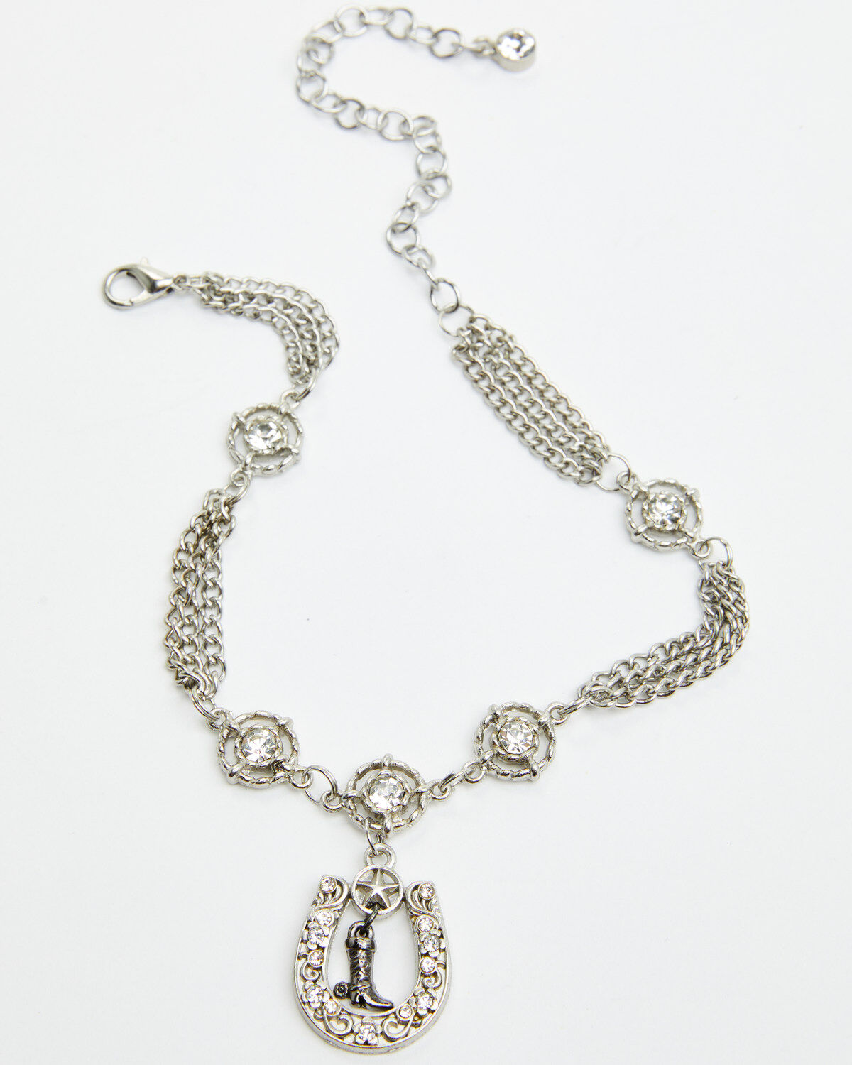 Image #4 - Shyanne Women's Triple Chain Horseshoe Boot Bracelet, Silver, hi-res