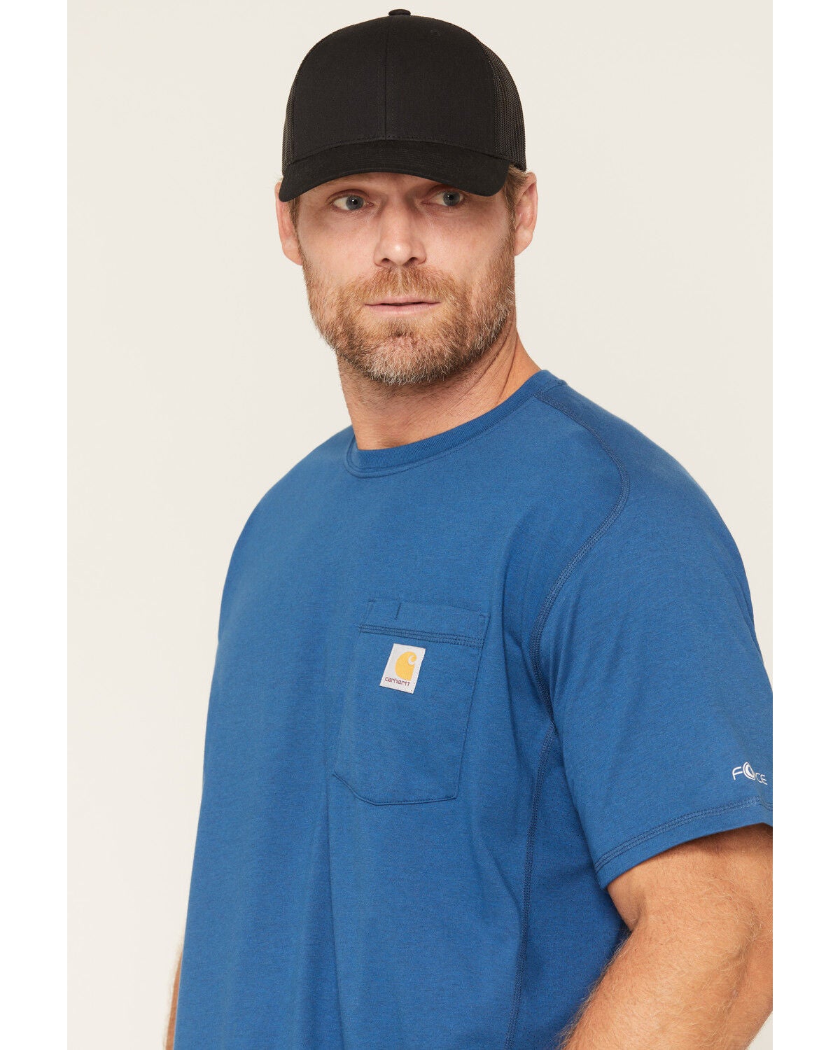 Image #2 - Carhartt Men's Delmont Force&reg; Short Sleeve T-Shirt, Light Blue, hi-res