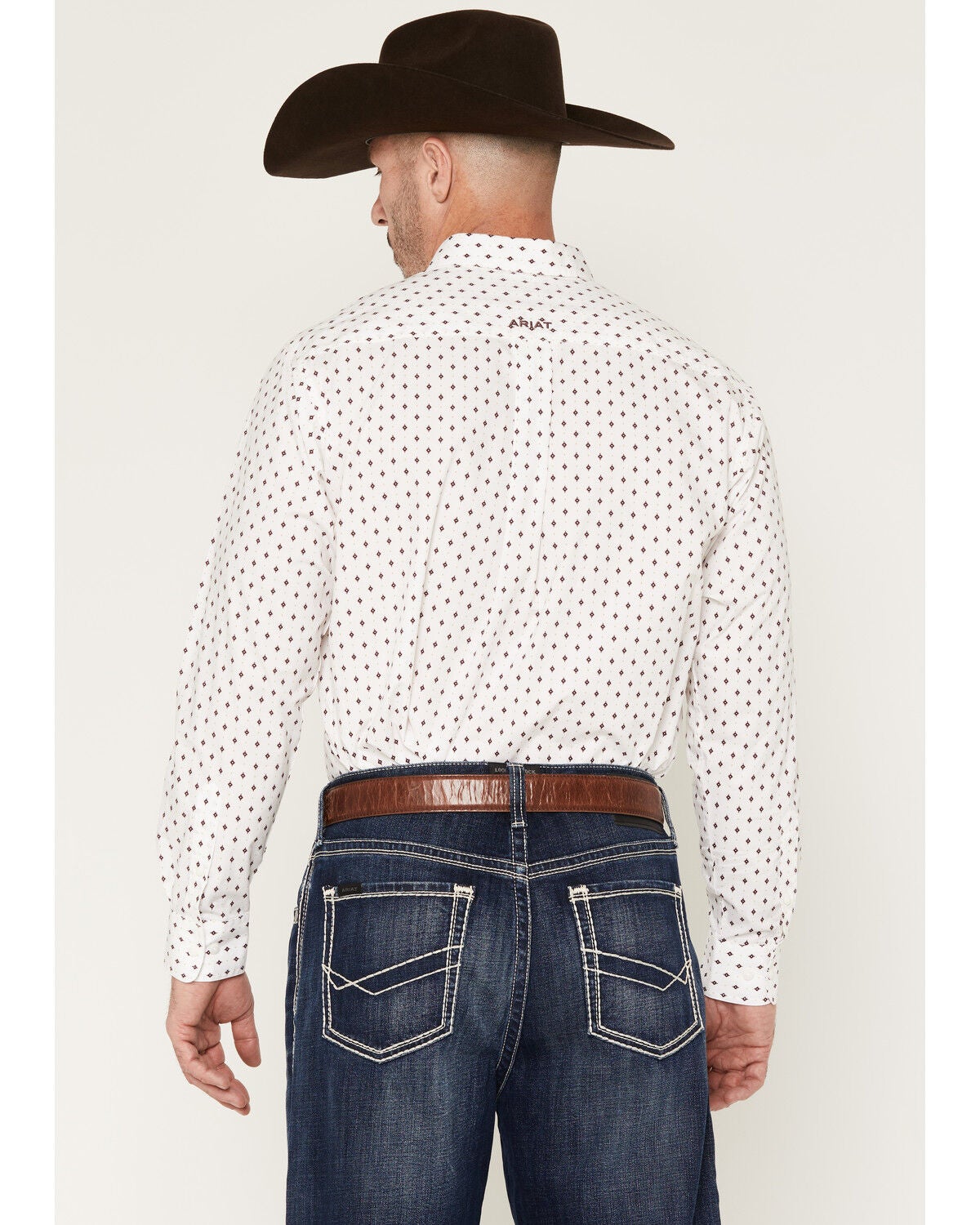 Image #4 - Ariat Men's Campbell Geo Print Long Sleeve Button-Down Western Shirt, White, hi-res