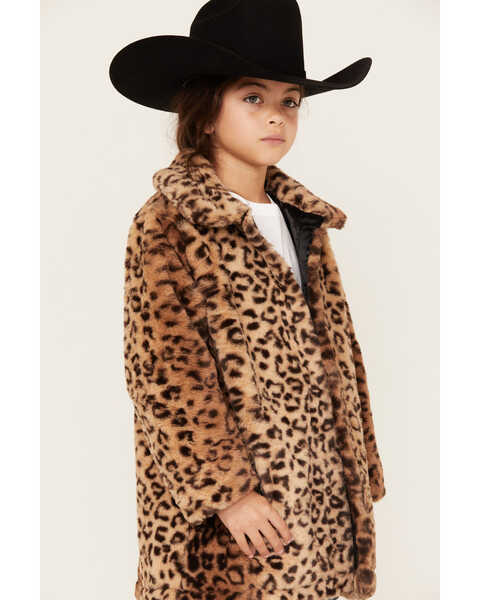 Urban Republic Girls' Cheetah Faux Fur Long Coat , Cheetah, hi-res