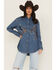 Image #1 - Wrangler Retro Women's Medium Wash Horse Embroidered Long Sleeve Snap Denim Shirt, Blue, hi-res