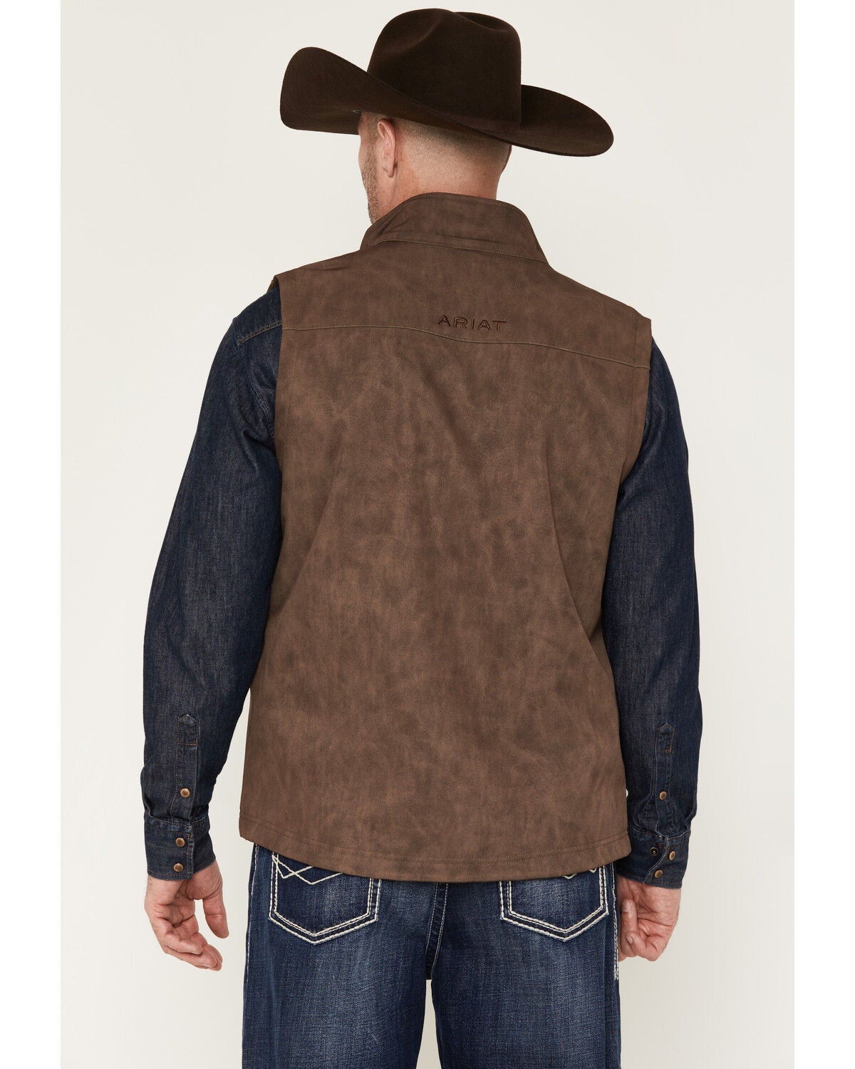 Image #4 - Ariat Men's Vernon Softshell Vest, Brown, hi-res