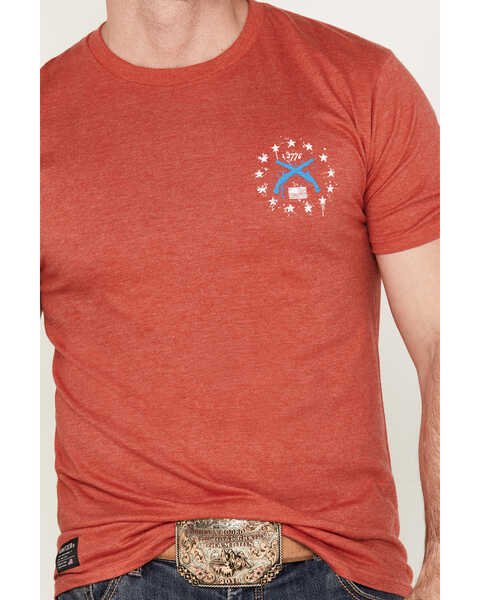 Howitzer Men's Red, White and Blue Graphic Western T-Shirt, Heather Red, hi-res
