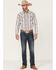 Image #2 - Moonshine Spirit Men's Stripe Plaid Long Sleeve Snap Western Shirt, White, hi-res