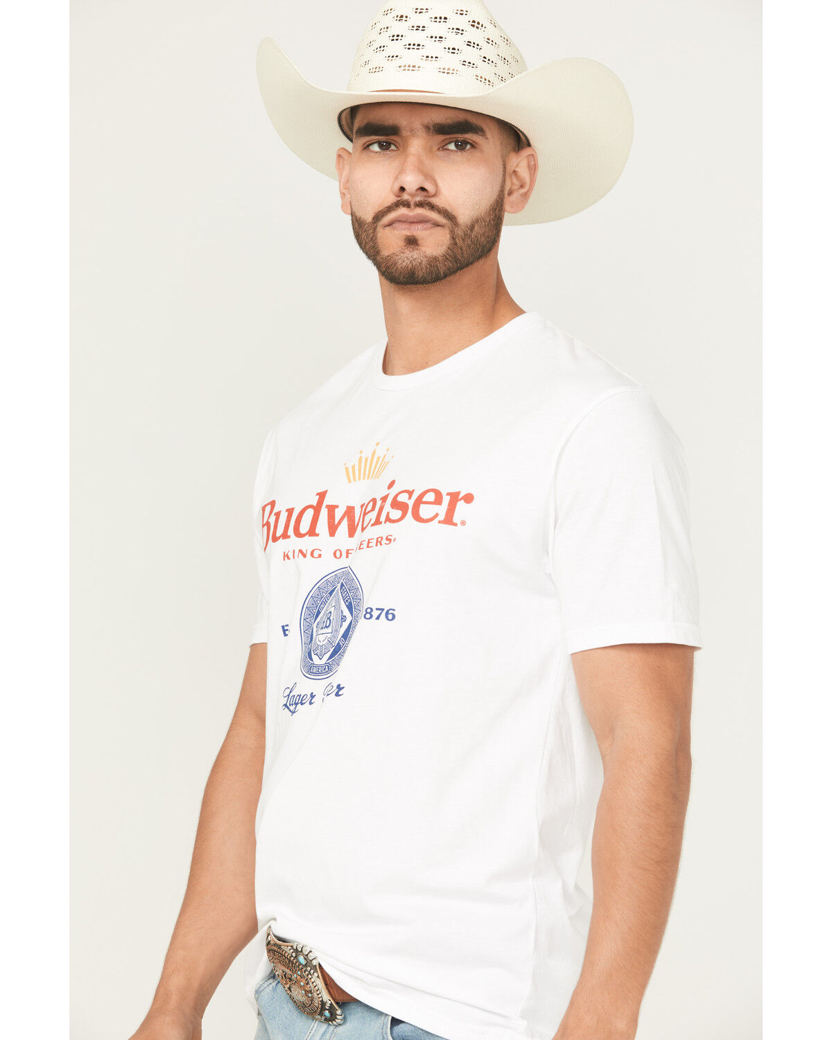 Image #2 - Buckwear Men's Budweiser Short Sleeve Graphic T-Shirt, White, hi-res