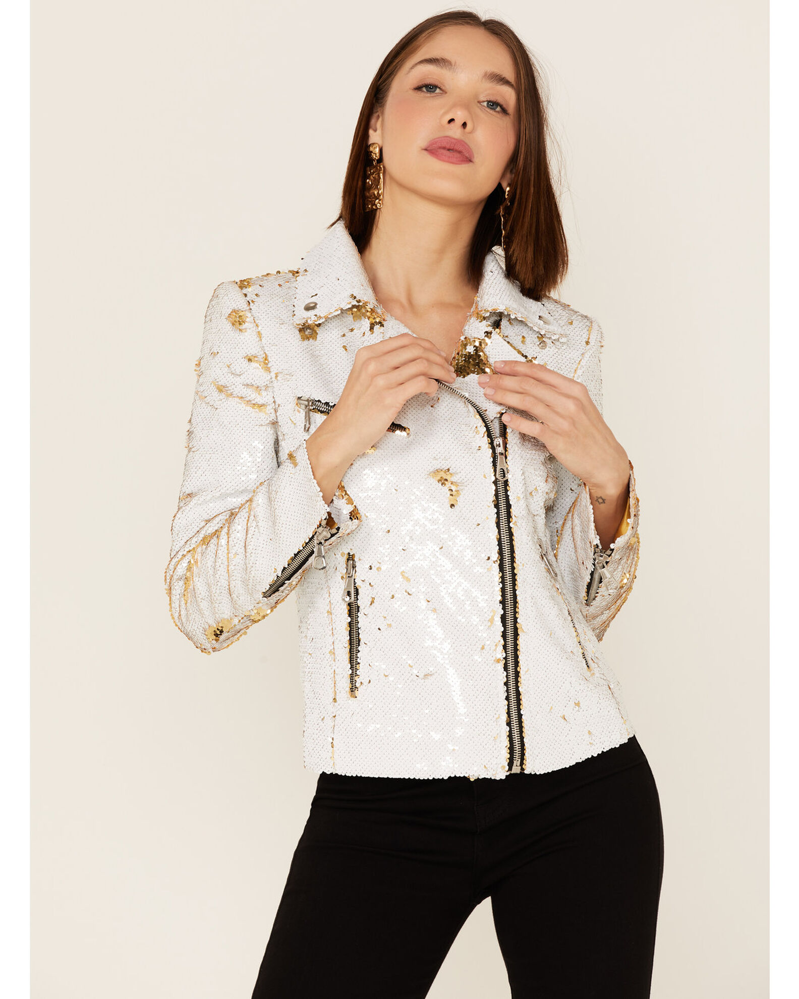 Women s Any Old Iron Sequined Moto Jacket