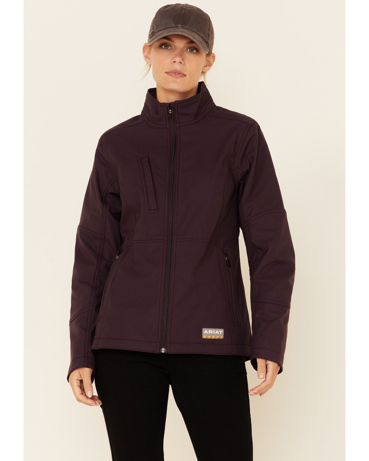 Ariat Women's Rebar Stitch Softshell Zip-Front Work Jacket, Purple, hi-res