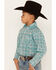 Rough Stock by Panhandle Boys' Vertical Striped Long Sleeve Western Snap Shirt, Turquoise, hi-res