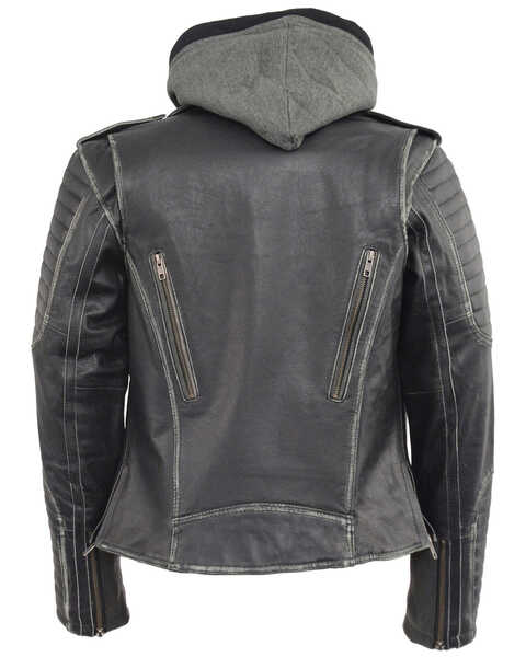 Image #3 - Milwaukee Leather Women's Rub-Off Hoodie Motorcycle Jacket, Black, hi-res